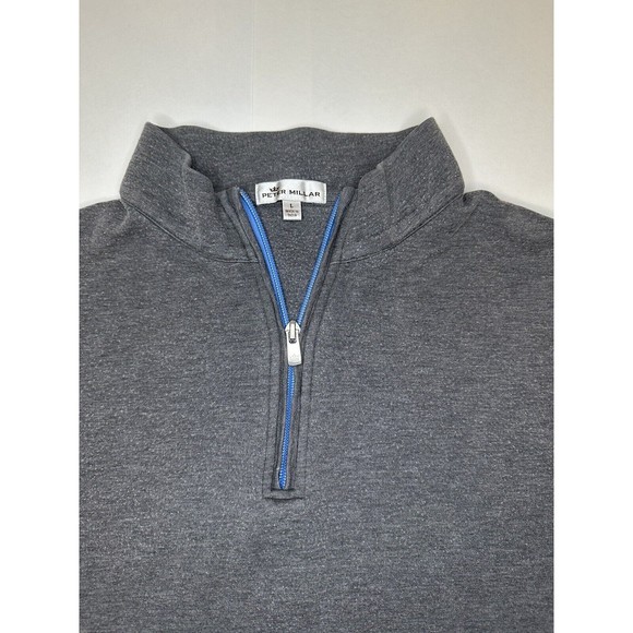 Peter Millar Quarter Zip Golf Pullover Chickasaw Gray Size Large READ - Picture 4 of 12